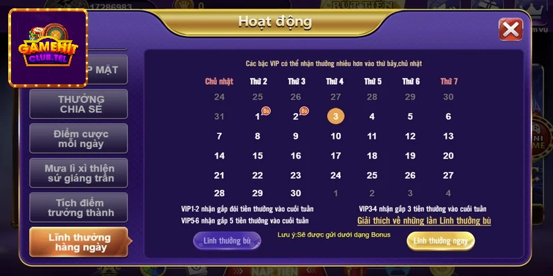 Khuyến mãi hitclub nhận thưởng cuối tuần