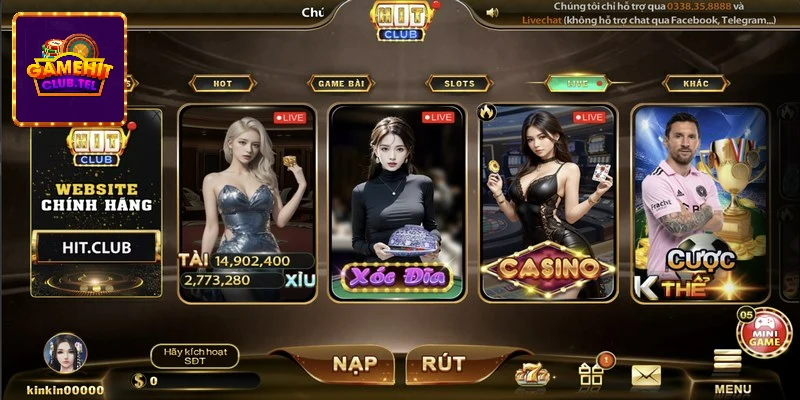 Live hitclub là sảnh chơi với các thể loại game phát trực tiếp