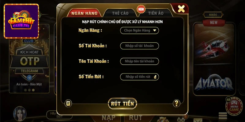 Quy trình rút tiền hitclub từ ngân hàng cực kỳ đơn giản