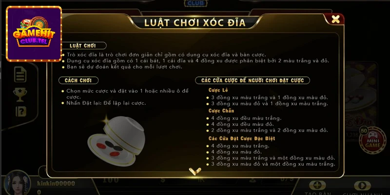 Luật chơi game xóc đĩa hitclub chuẩn nhất hiện nay